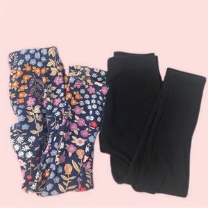 3/$15 Carter's Girls size 8 Floral and Black Fleece Leggings Set